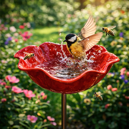 🎁Turqelis™ Handmade Metal Flower Garden Stake Bird Bath🐦