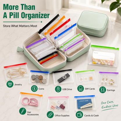Turqelis™ Modular Wellness Wallet – 7-Day Travel Pill & Vitamin Organizer Case (OFFER)