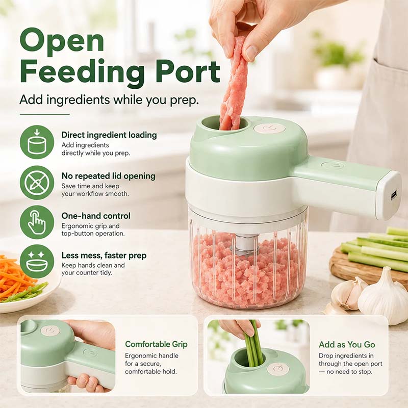 Turqelis™ 4-in-1 manual electric vegetable cutter set Multifunction cordless food processor