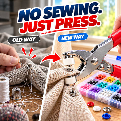 🏠Turqelis™ Pro-Snap No-Sew Button Kit – Complete tools, easy use & durable fixes