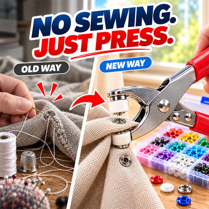 Turqelis™ Pro-Snap No-Sew Button Kit – Complete tools, easy use & durable fixes