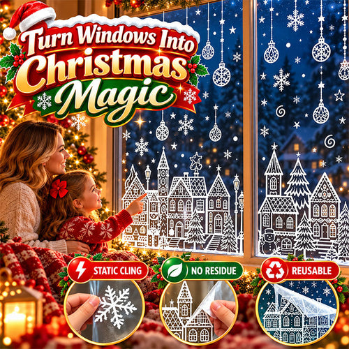 🎁🎄 Christmas Village Window Sticker Set