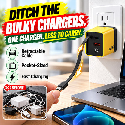 🔥3 in 1 GaN Charger,Scalable 80W MAX fast charger module with Type-C cable and 1 USB ports (Offer)