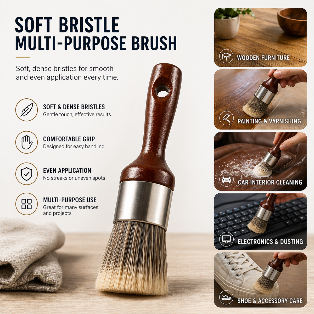 Turqelis™ Applicator Brush – Soft Bristle for Even, Smooth Finish