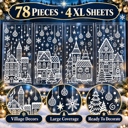 🎁🎄 Christmas Village Window Sticker Set