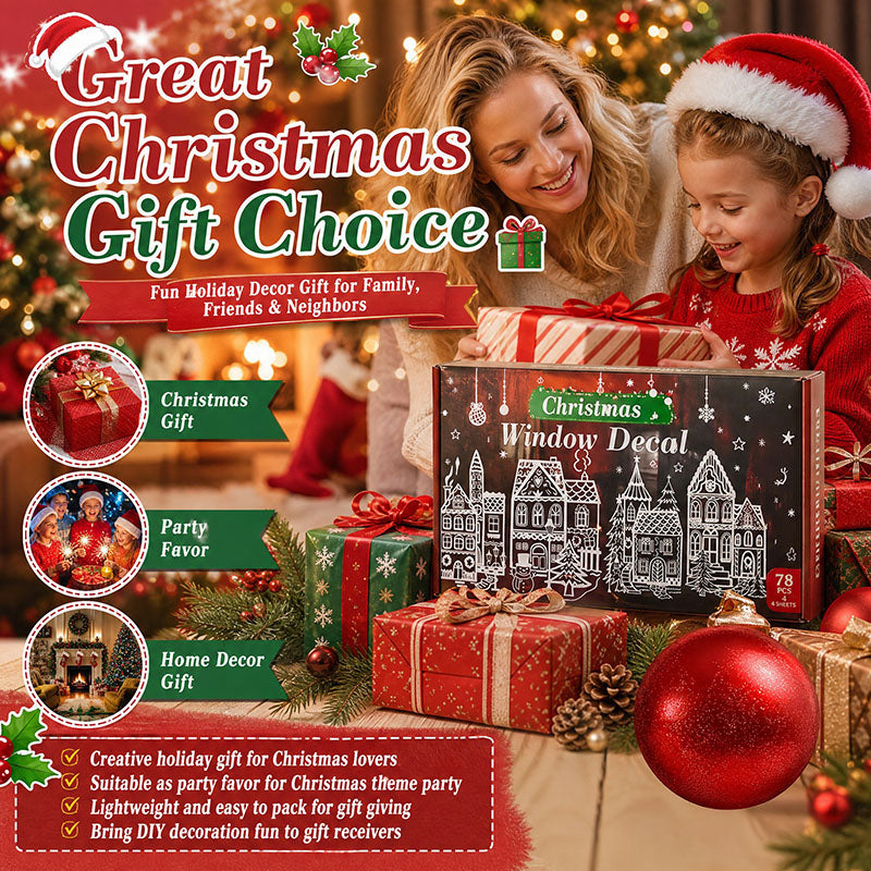 🎁🎄 Christmas Village Window Sticker Set