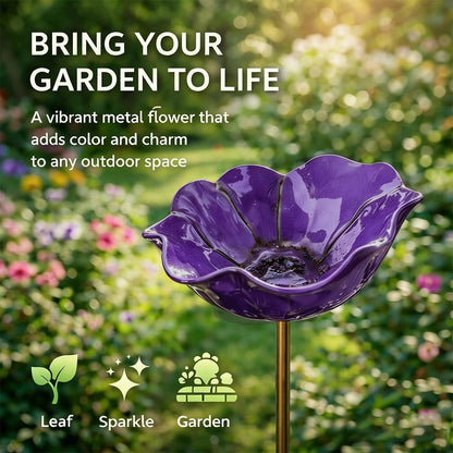 🎁Turqelis™ Handmade Metal Flower Garden Stake Bird Bath🐦