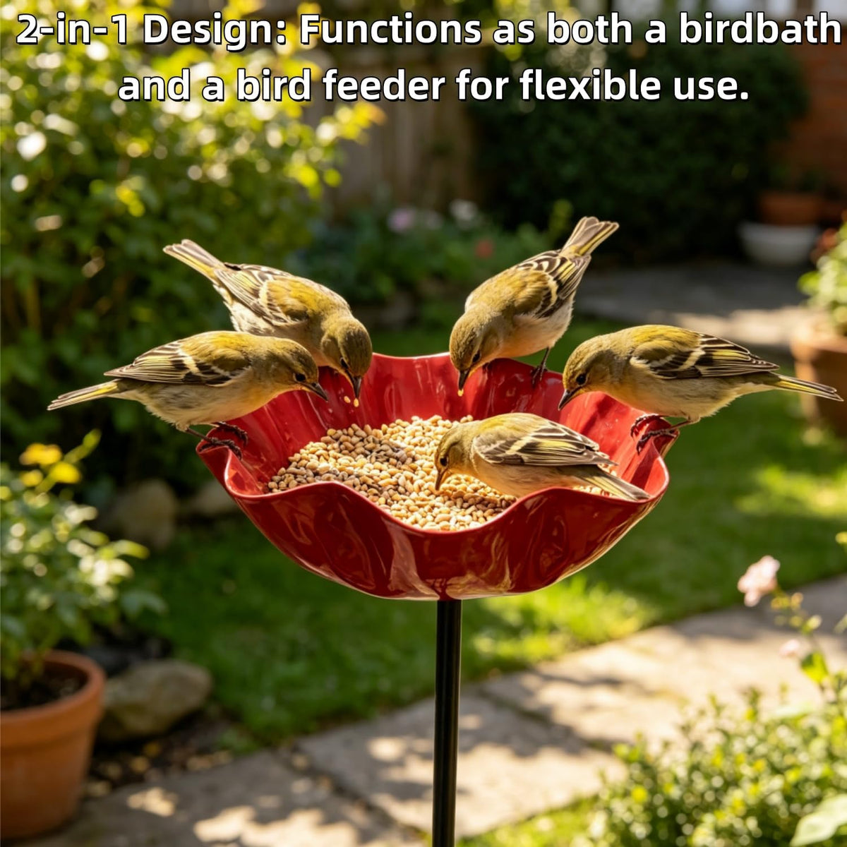 🎁Turqelis™ Handmade Metal Flower Garden Stake Bird Bath🐦