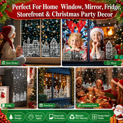 🎁🎄 Christmas Village Window Sticker Set (la)