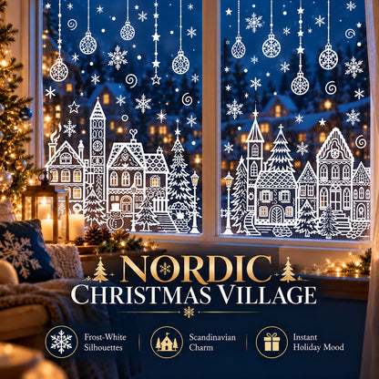 🎁🎄 Christmas Village Window Sticker Set (la)