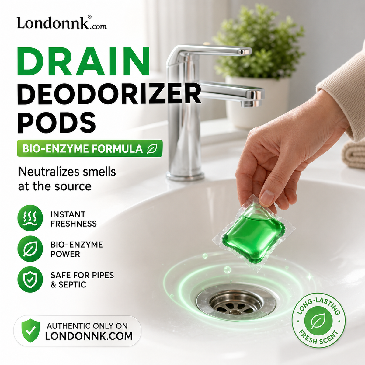 Turqelis™ Drain Deodorizer Pods – Bio‑enzyme formula neutralizes smells at the source. Instant fresh scent, no harsh chemicals. Say goodbye to embarrassing odours. 🚰✅ （offer)