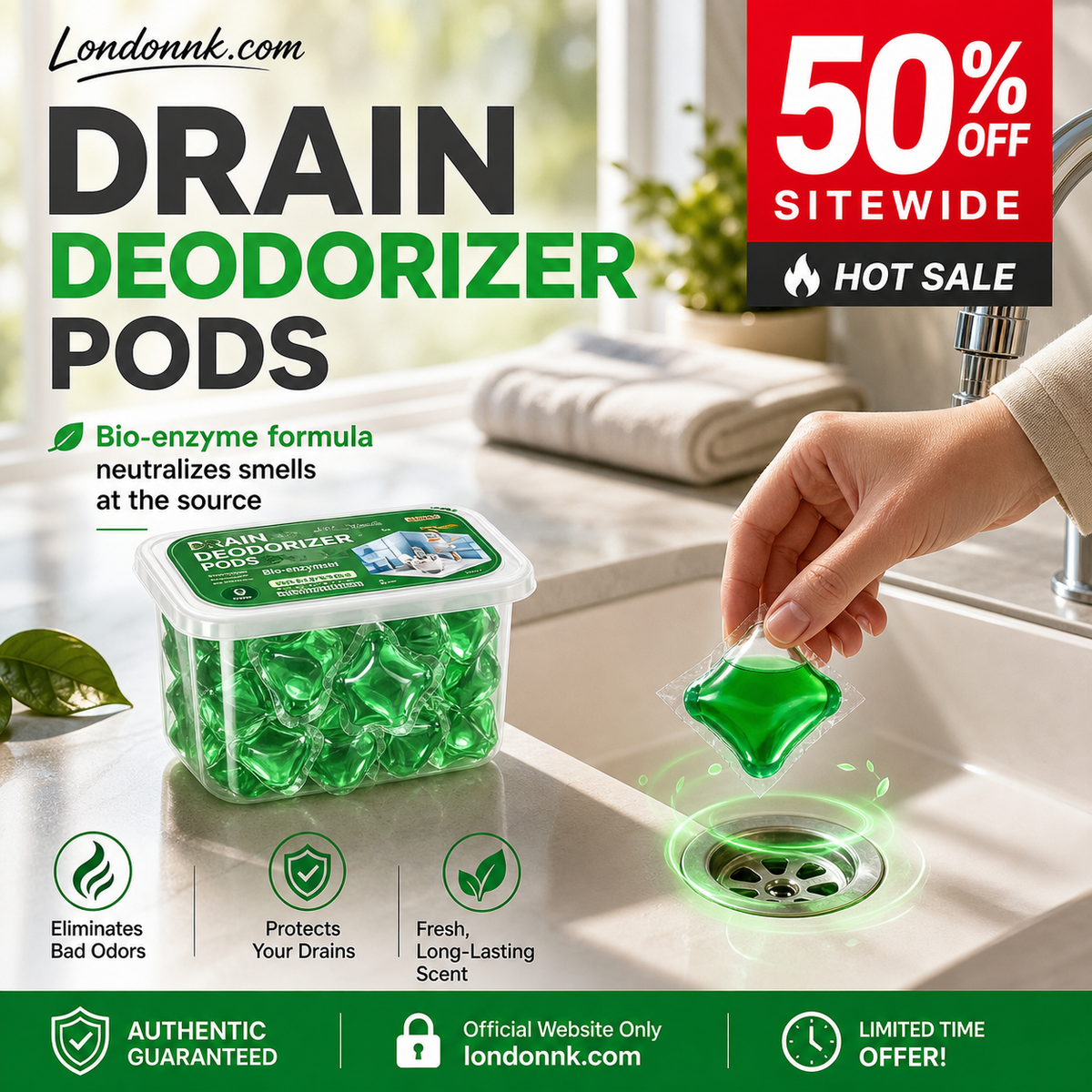 Turqelis™ Drain Deodorizer Pods – Bio‑enzyme formula neutralizes smells at the source. Instant fresh scent, no harsh chemicals. Say goodbye to embarrassing odours. 🚰✅ （offer)