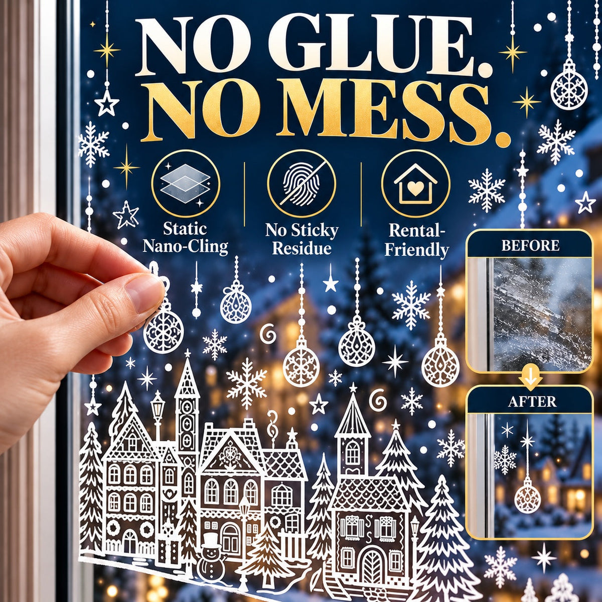 🎁🎄 Christmas Village Window Sticker Set