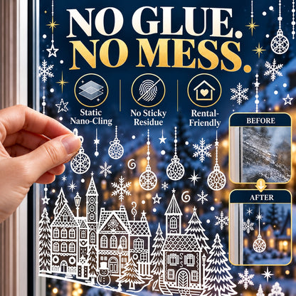 🎁🎄 Christmas Village Window Sticker Set