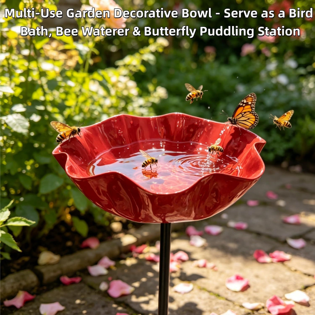 🎁Turqelis™ Handmade Metal Flower Garden Stake Bird Bath🐦
