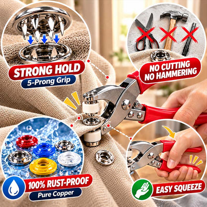 🏠Turqelis™ Pro-Snap No-Sew Button Kit – Complete tools, easy use & durable fixes