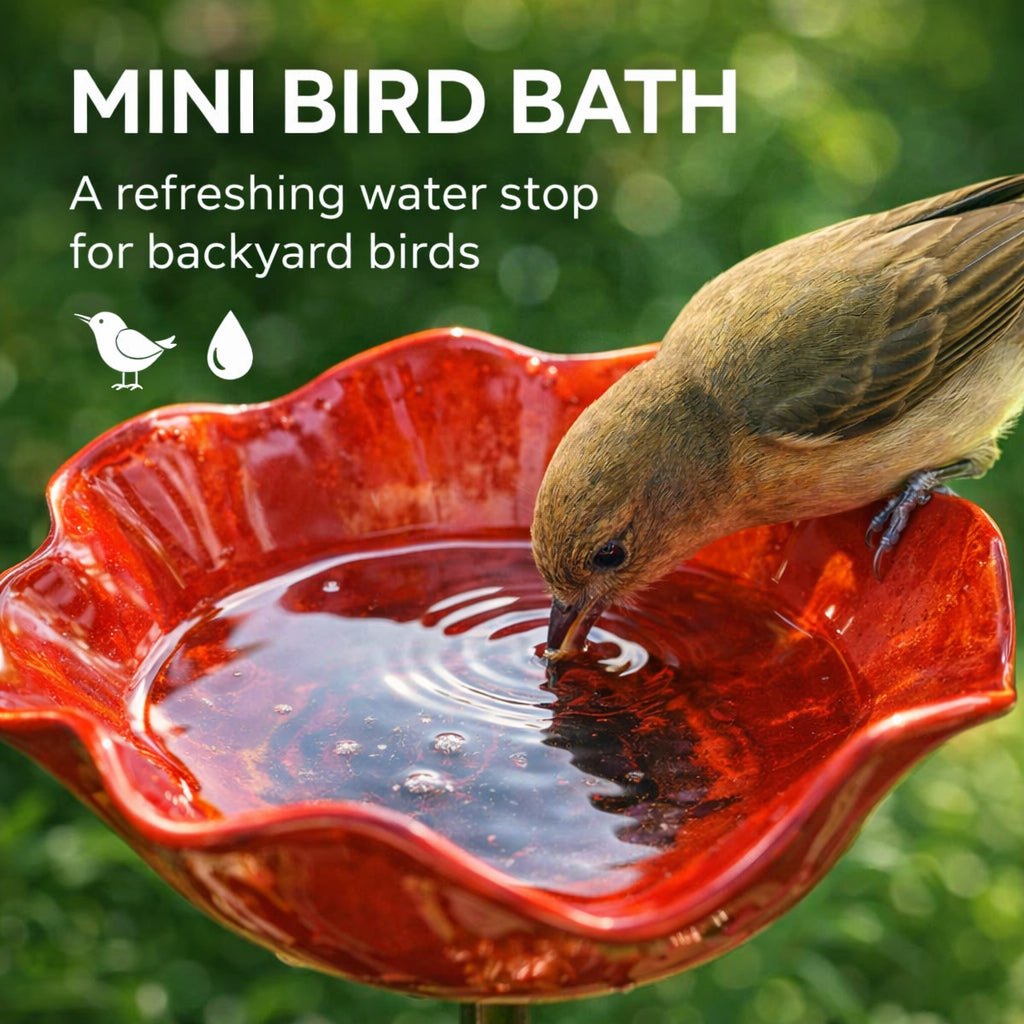 🎁Turqelis™ Handmade Metal Flower Garden Stake Bird Bath🐦