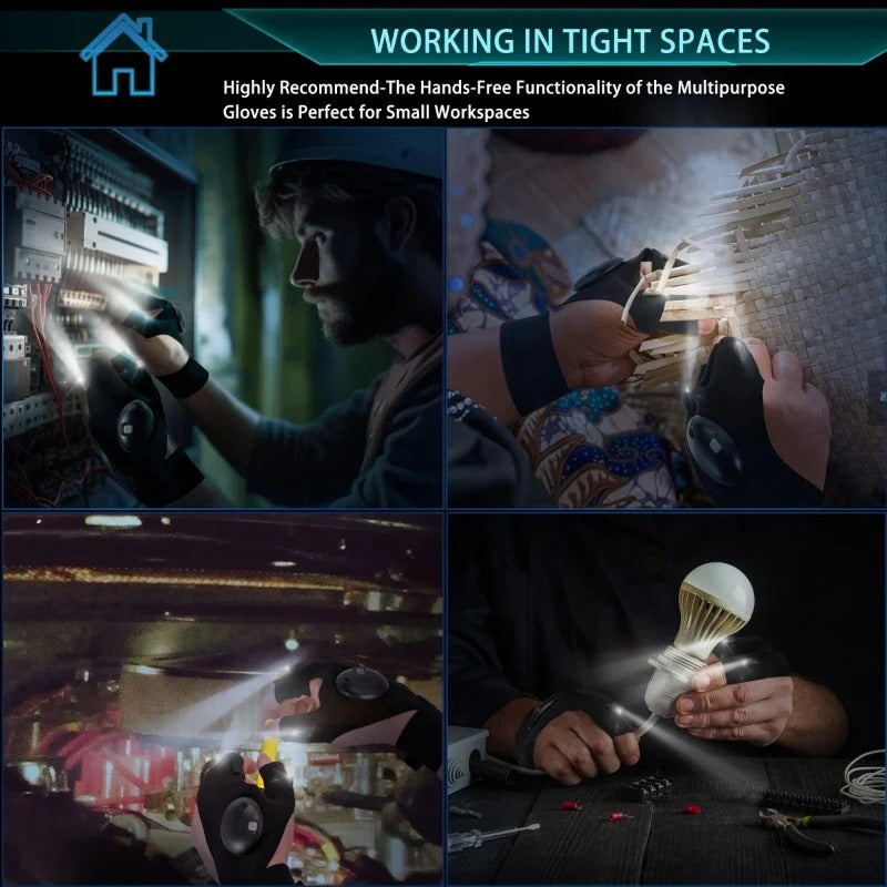 Turqelis™ LED Flashlight Gloves | Hands-Free Light for Work & Outdoors