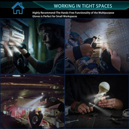 Turqelis™ LED Flashlight Gloves | Hands-Free Light for Work & Outdoors