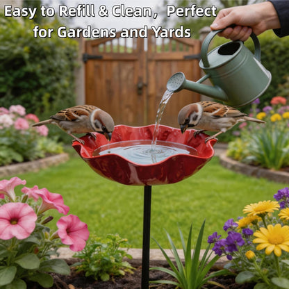 🎁Turqelis™ Handmade Metal Flower Garden Stake Bird Bath🐦