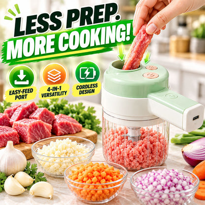 Turqelis™ 4-in-1 manual electric vegetable cutter set Multifunction cordless food processor