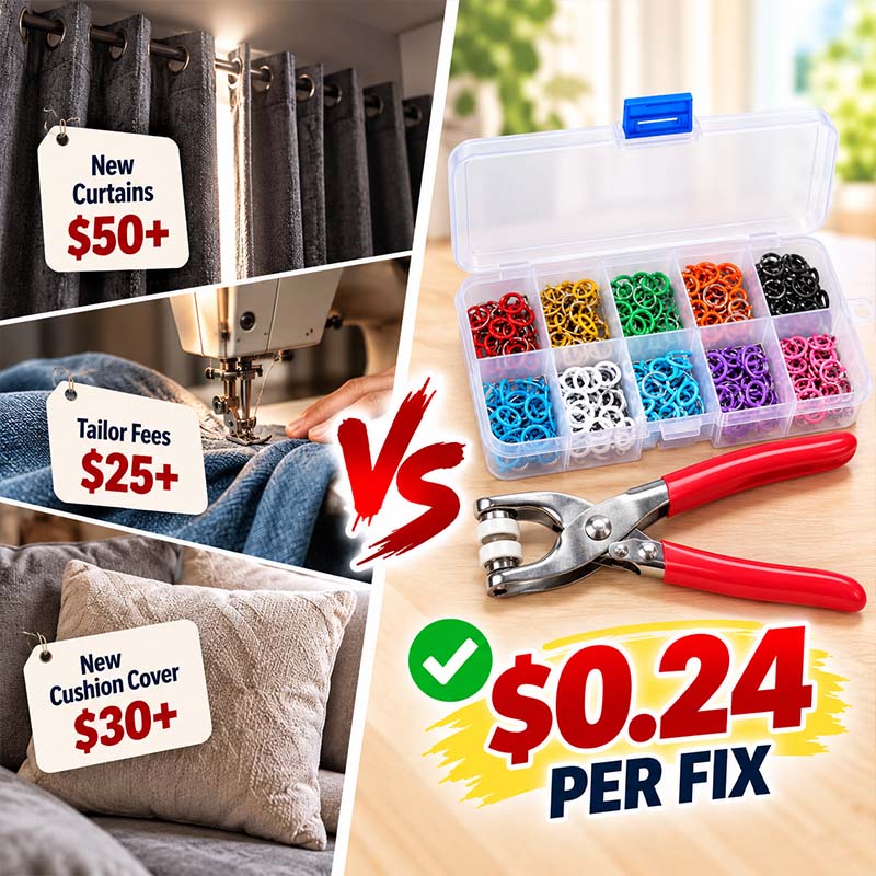 Turqelis™ Pro-Snap No-Sew Button Kit – Complete tools, easy use & durable fixes