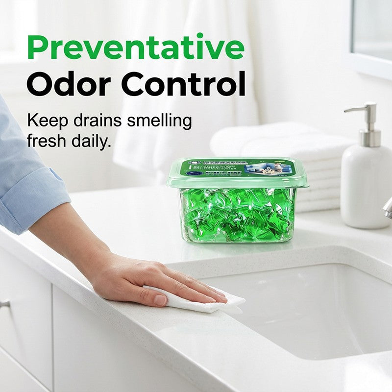 Turqelis™ Drain Deodorizer Pods – Bio‑enzyme formula neutralizes smells at the source. Instant fresh scent, no harsh chemicals. 🚰✅