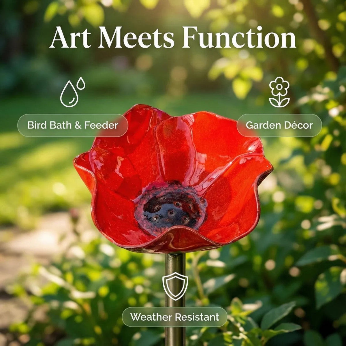 🎁Turqelis™ Handmade Metal Flower Garden Stake Bird Bath🐦