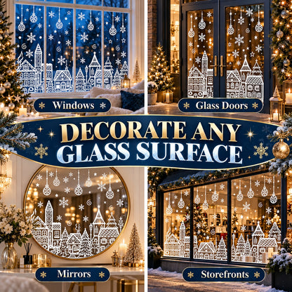 🎁🎄 Christmas Village Window Sticker Set