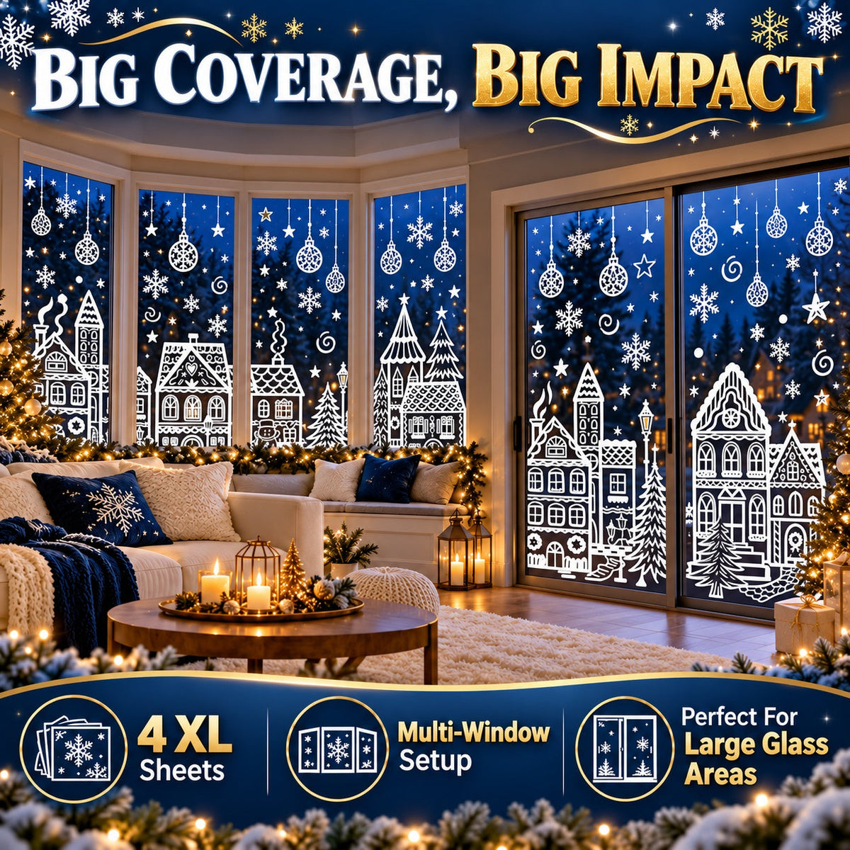 🎁🎄 Christmas Village Window Sticker Set (la)
