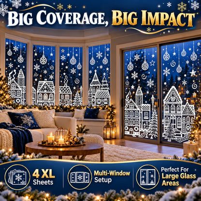 🎁🎄 Christmas Village Window Sticker Set