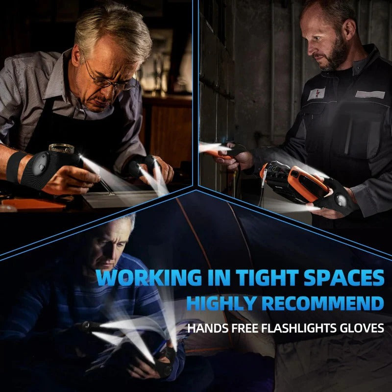 Turqelis™ LED Flashlight Gloves | Hands-Free Light for Work & Outdoors