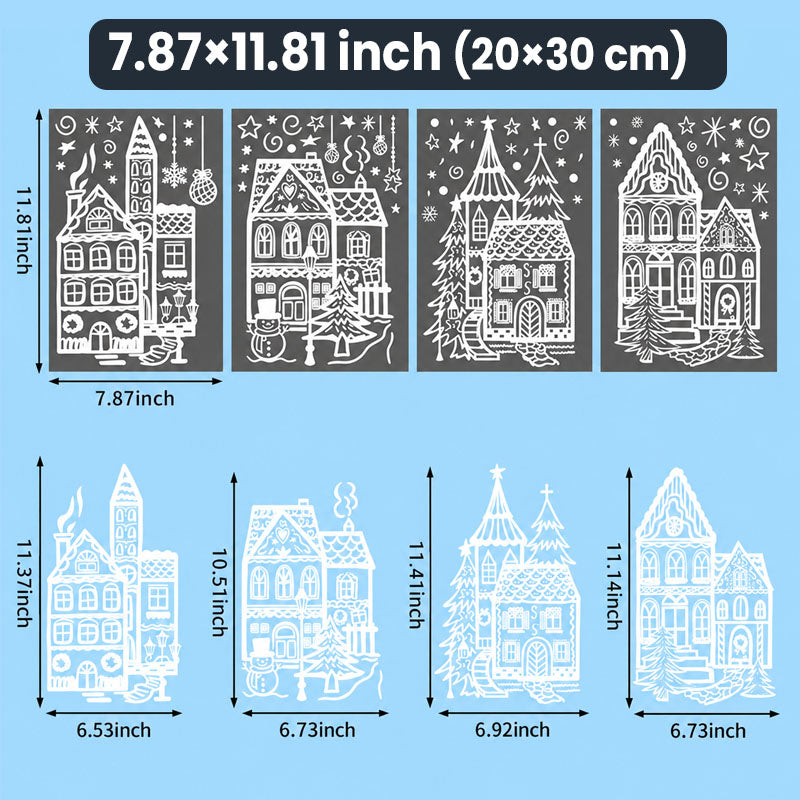 🎁🎄 Christmas Village Window Sticker Set
