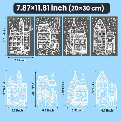 🎁🎄 Christmas Village Window Sticker Set