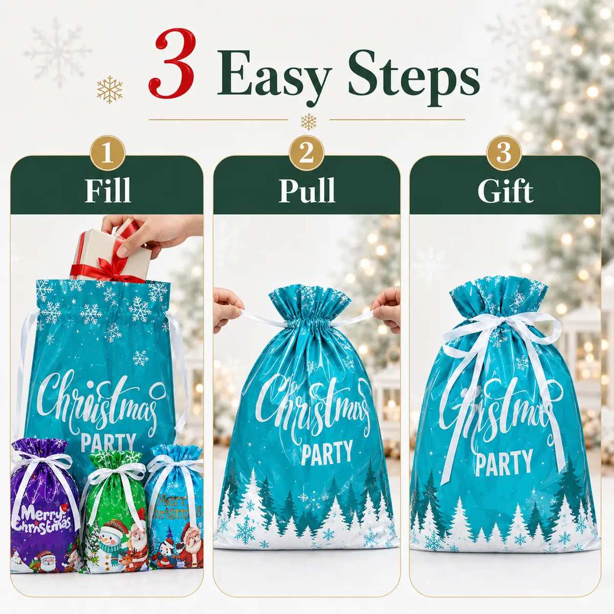 🎅Turqelis™ Drawstring Christmas Gift Bags (Biodegradable)🎁