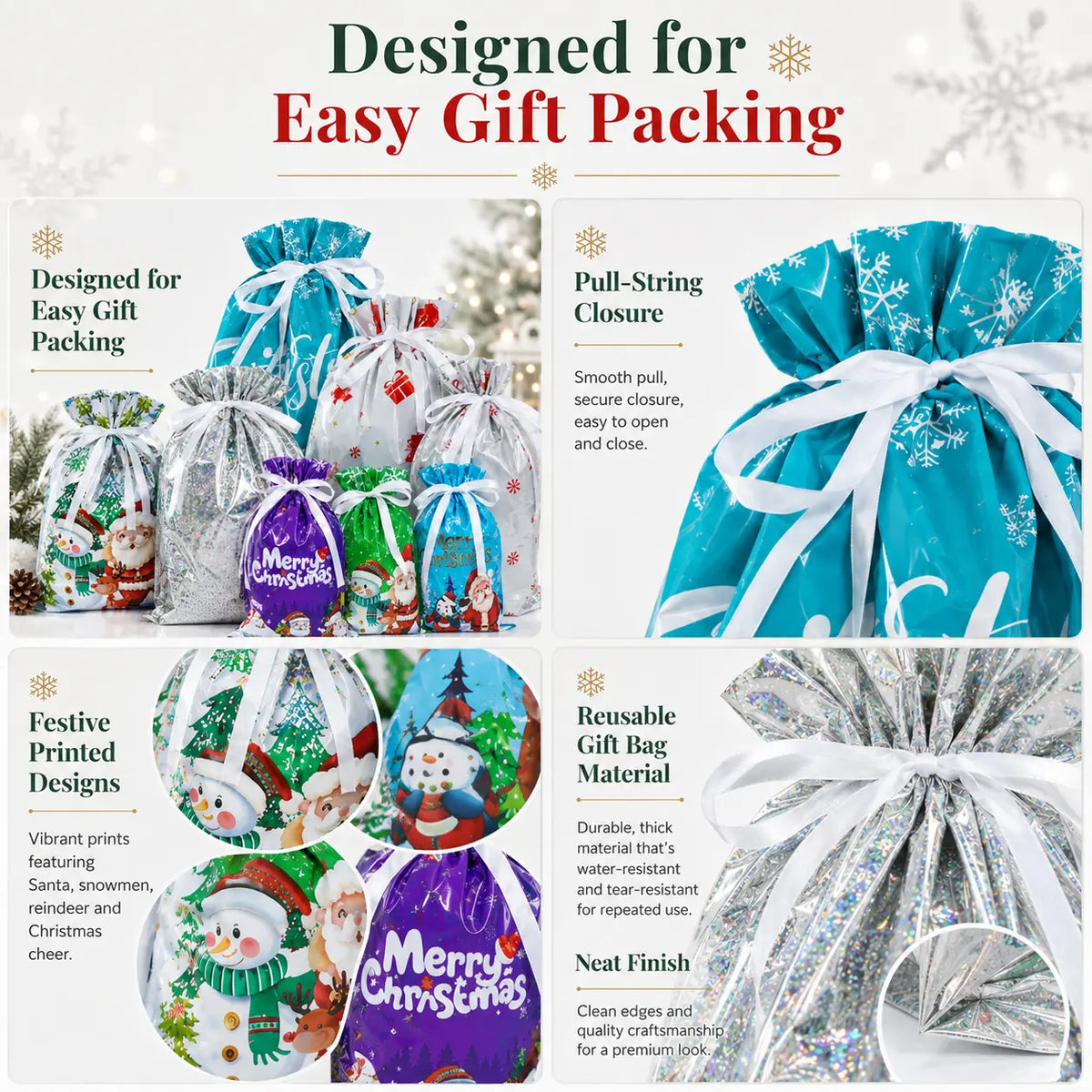 🎅Turqelis™ Drawstring Christmas Gift Bags (Biodegradable)🎁