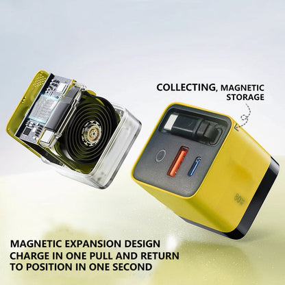 🔥3 in 1 GaN Charger,Scalable 80W MAX fast charger module with Type-C cable and 1 USB ports (Offer)