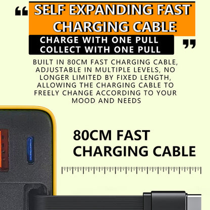🔥3 in 1 GaN Charger,Scalable 80W MAX fast charger module with Type-C cable and 1 USB ports (LA)